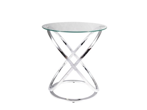 MASUTA DE CAFEA EOS C, 52 CM, TRANSPARENT/CROM, BLAT DIN STICLA SECURIZATA SI CADRU DIN METAL, STIL MODERN