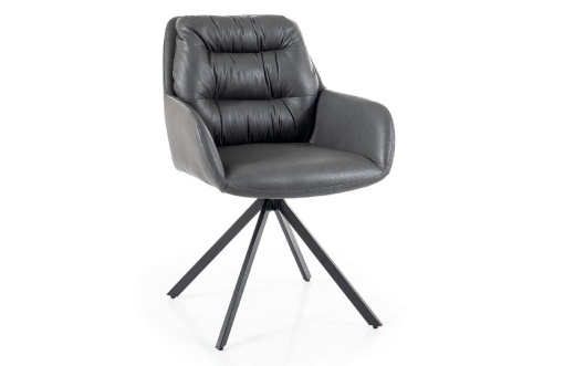 SCAUN PIVOTANT SPELLO, GRI 06/NEGRU MAT, TAPITERIE DIN PIELE ECOLOGICA SI PICIOARE DIN METAL, STIL MODERN