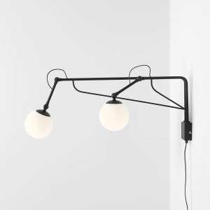 APLICA SOHO, 2 BRATE, 29 CM, NEAGRA, DIN STICLA SI METAL, STIL MODERN