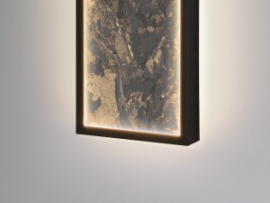 APLICA STONE, 100 CM, NEGRU MAT/GRI, DIN METAL SI ARDEZIE SINTETICA, STIL MODERN - Img 4