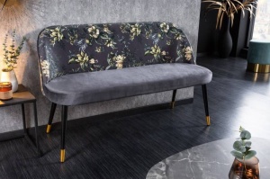 BANCA BOUTIQUE, DIN CATIFEA SI METAL, 130CM, MODEL FLORAL, GRI, ARTIM GROUP COLLECTION
