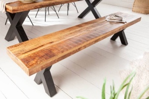 BANCUTA, IRON CRAFT 160CM, DIN LEMN MASIV SI METAL, DESIGN INDUSTRIAL