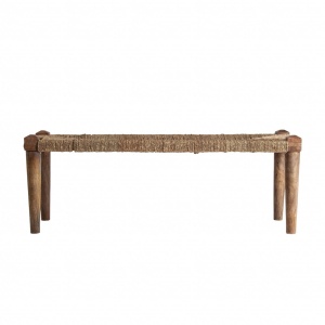 BANCUTA TASSAROLO REF. 28005, DIN LEMN MASIV DE MANGO SI FIBRE NATURALE, STIL VINTAGE, VIC