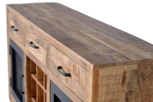 BUFET CLOE 150CM, MARO/NEGRU, DIN LEMN MASIV DE MANGO, STIL INDUSTRIAL G&C - Img 3