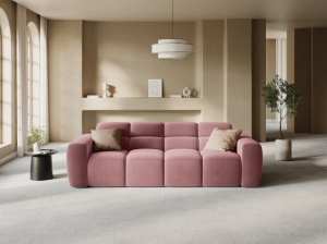 CANAPEA LISA, 4 LOCURI, 265 CM, ROZ, TAPITERIE DIN CATIFEA, DESIGN DEOSEBIT