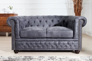 CANAPEA LUX DESIGN ENGLEZESC, CHESTERFIELD GRI, 150CM, ARTIM GROUP SELECTION