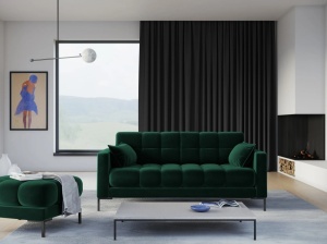 CANAPEA MAMAIA, 3 LOCURI, 177 CM, VERDE SMARALD 78/NEGRU, TAPITERIE DIN CATIFEA, DESIGN DEOSEBIT