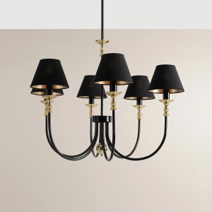 CANDELABRU ROMA, 6 BRATE, 87 CM, NEGRU/AURIU, DIN STICLA SI METAL, STIL MODERN
