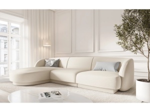 COLTAR MILEY STANGA, 4 LOCURI, 255 CM, BEJ DESCHIS 22, TAPITERIE BOUCLE, DESIGN DEOSEBIT