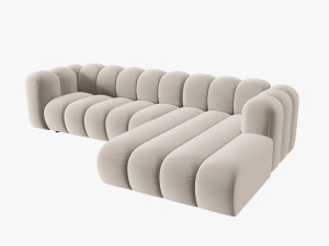 COLTAR MODULAR LUPIN, DREAPTA, 4 LOCURI, 288 CM, BEJ 1, TAPITERIE DIN CATIFEA, DESIGN DEOSEBIT - Img 3