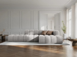 COLTAR MODULAR LUPIN, DREAPTA, 5 LOCURI, 294 CM, GRI DESCHIS 06, TAPITERIE CHENILLE, DESIGN DEOSEBIT