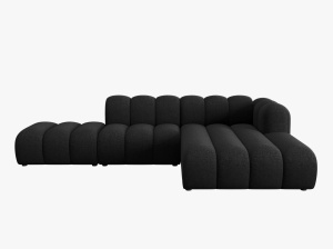 COLTAR MODULAR LUPIN, DREAPTA, 5 LOCURI, 294 CM, NEGRU 19, TAPITERIE CHENILLE, DESIGN DEOSEBIT - Img 2