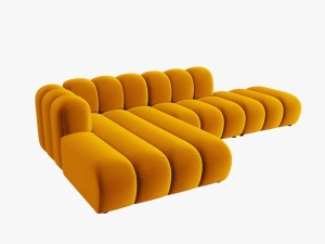 COLTAR MODULAR LUPIN, STANGA, 5 LOCURI, 294 CM, GALBEN 10, TAPITERIE DIN CATIFEA, DESIGN DEOSEBIT - Img 3