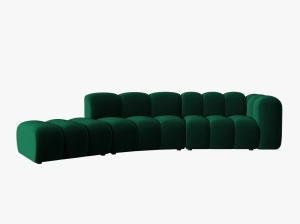 COLTAR SEMIROTUND LUPIN, STANGA, 5 LOCURI, 335 CM, VERDE SMARALD 7, TAPITERIE DIN CATIFEA, DESIGN DEOSEBIT