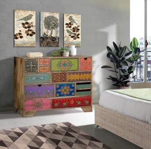 COMODA 120CM, MARO/MULTICOLOR, DIN LEMN DE MANGO, GINER Y COLOMER