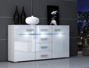 COMODA ALBA CU LED SI TELECOMANDA STUTTGART - DESIGN MODERN