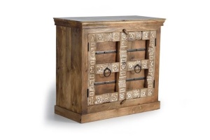 COMODA/BUFET 1351, NATURAL/ALB, DIN LEMN DE MANGO/DETALII METALICE, STIL VINTAGE G&C - Img 5