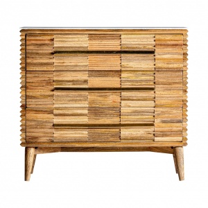 COMODA CU SERTARE PLISSÉ REF. 28596, CULOARE NATURALA, STIL ARTDECO, DIN LEMN MASIV DE MANGO SI MARMURA, VIC