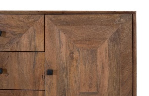 COMODA LIVING 180CM, CULOARE NUC, DIN LEMN DE MANGO SI METAL, DESIGN DEOSEBIT - Img 7