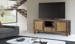 COMODA TV 1368, MARO, DIN LEMN RECICLAT/METAL, STIL INDUSTRIAL G&C