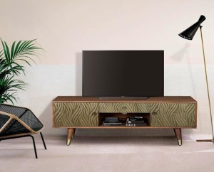 COMODA TV SAVANA 6769, MARO/VERDE, DIN LEMN MASIV DE MANGO, STIL INDUSTRIAL G&C
