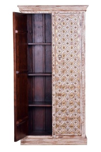 DULAP BAKHRA 6555, MARO/ALB, LEMN MASIV DE MANGO SCULPTAT SI DETALII DIN BRONZ, STIL VINTAGE G&C - Img 2