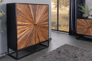 DULAP LIVING 120CM, BARRACUDA, MARO/NEGRU, DIN LEMN MASIV DE MANGO, LEMN TEC RECICLAT SI METAL - Img 7