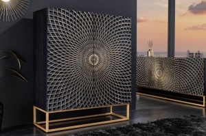 DULAP LIVING, 120CM, LEMN DE MANGO SI METAL, NEGRU/AURIU, ARTIM GROUP SELECTION