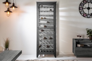 DULAP PENTRU STICLE, BODEGA 185CM, COD 40450, METAL SI LEMN PIN, STIL INDUSTRIAL
