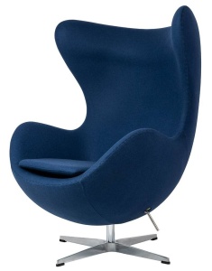 FOTOLIU CONFORTABIL EGG CLASSIC, ALBASTRU INCHIS 26/CROM, DIN CASMIR SI METAL, STIL MODERN B2
