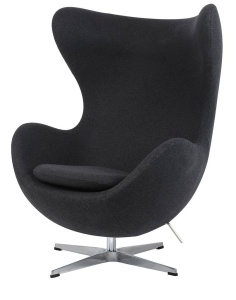 FOTOLIU CONFORTABIL EGG CLASSIC, GRI INCHIS 5/CROM, DIN CASMIR SI METAL, STIL MODERN