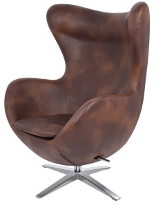 FOTOLIU CONFORTABIL EGG SZEROKI, MARO CONIAC/CROM, DIN PIELE ECOLOGICA SI METAL, STIL MODERN