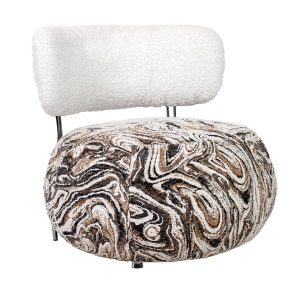 FOTOLIU LOW TEDDY, BEJ CU ASPECT DE MARMURA SI ARGINTIU, CU TAPITERIE DIN PLUS SI OTEL, STIL MODERN