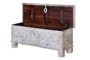 LADA PENTRU DEPOZITARE/CUFAR 6662, MULTICOLOR, DIN LEMN DE MANGO SCULPTAT, STIL VINTAGE G&C - Img 2