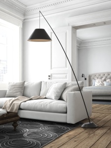 LAMPADAR JUNCO, 240 CM, NEGRU, DIN METAL, FIBRA DE CARBON SI TEXTIL, STIL MODERN