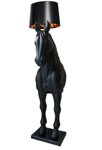 LAMPADAR KON HORSE STAND M, NEGRU, DIN FIBRA DE STICLA, MARMURA SI TEXTIL, STIL MODERN