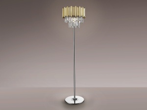 LAMPADAR TIARA, 159 CM, CROM/AURIU/TRANSPARENT, DIN METAL, ABS SI STICLA, STIL MODERN - Img 3