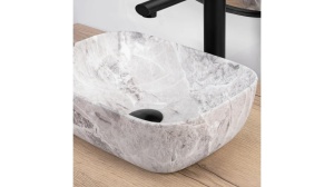 LAVOAR REA BELINDA MINI, STONE, 37 CM, EFECT DE PIATRA GRI MAT, DIN CERAMICA, CALITATE SUPERIOARA - Img 2