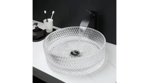 LAVOAR REA CRISTAL, TRANSPARENT, 35,5 CM, DIN STICLA, CALITATE SUPERIOARA - Img 3