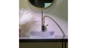 LAVOAR REA CRISTAL, TRANSPARENT, 40 CM, DIN STICLA, CALITATE SUPERIOARA - Img 3