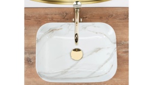 LAVOAR REA DEMI MINI, AIAX SHINY, EFECT DE MARMURA ALBA, 40 CM, DIN CERAMICA, CALITATE SUPERIOARA - Img 3