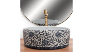LAVOAR REA FLORISA, 40 CM, ALB/NEGRU, DIN CERAMICA, CALITATE SUPERIOARA - Img 3