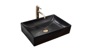 LAVOAR REA INGA, EFECT DE MARMURA NEAGRA MATA, 51 CM, DIN CERAMICA, CALITATE SUPERIOARA - Img 7