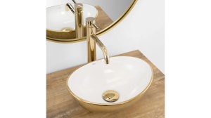 LAVOAR REA SOFIA MINI, ALB/AURIU, 35,5 CM, DIN CERAMICA, CALITATE SUPERIOARA