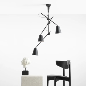 LUSTRA ARTE, 3 BRATE, 80 CM, NEAGRA, DIN METAL, STIL MODERN - Img 4