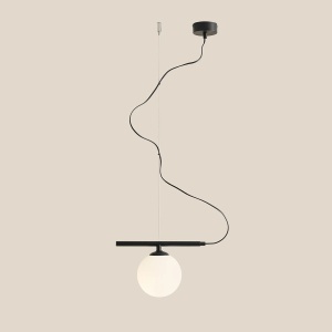 LUSTRA BERYL, 120 CM, NEAGRA, DIN STICLA SI METAL, STIL MODERN