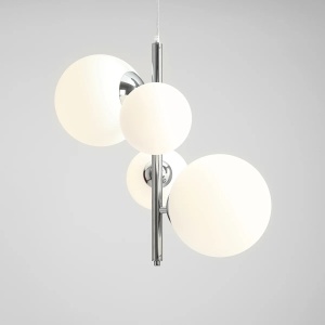 LUSTRA BLOOM, 4 BRATE, 120 CM, CROM, DIN STICLA SI METAL, STIL MODERN - Img 3