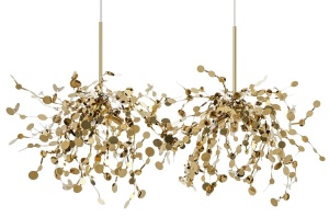 LUSTRA CU LED-URI MONETE, AURIU, CONFECTIONATA DIN METAL, STIL MODERN