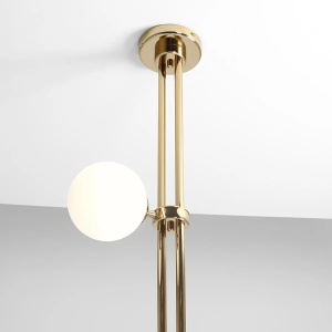 LUSTRA HARMONY, 3 BRATE, 113 CM, AURIE, DIN STICLA SI METAL, STIL MODERN - Img 3