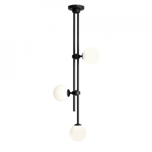 LUSTRA HARMONY, 3 BRATE, 113 CM, NEAGRA, DIN STICLA SI METAL, STIL MODERN